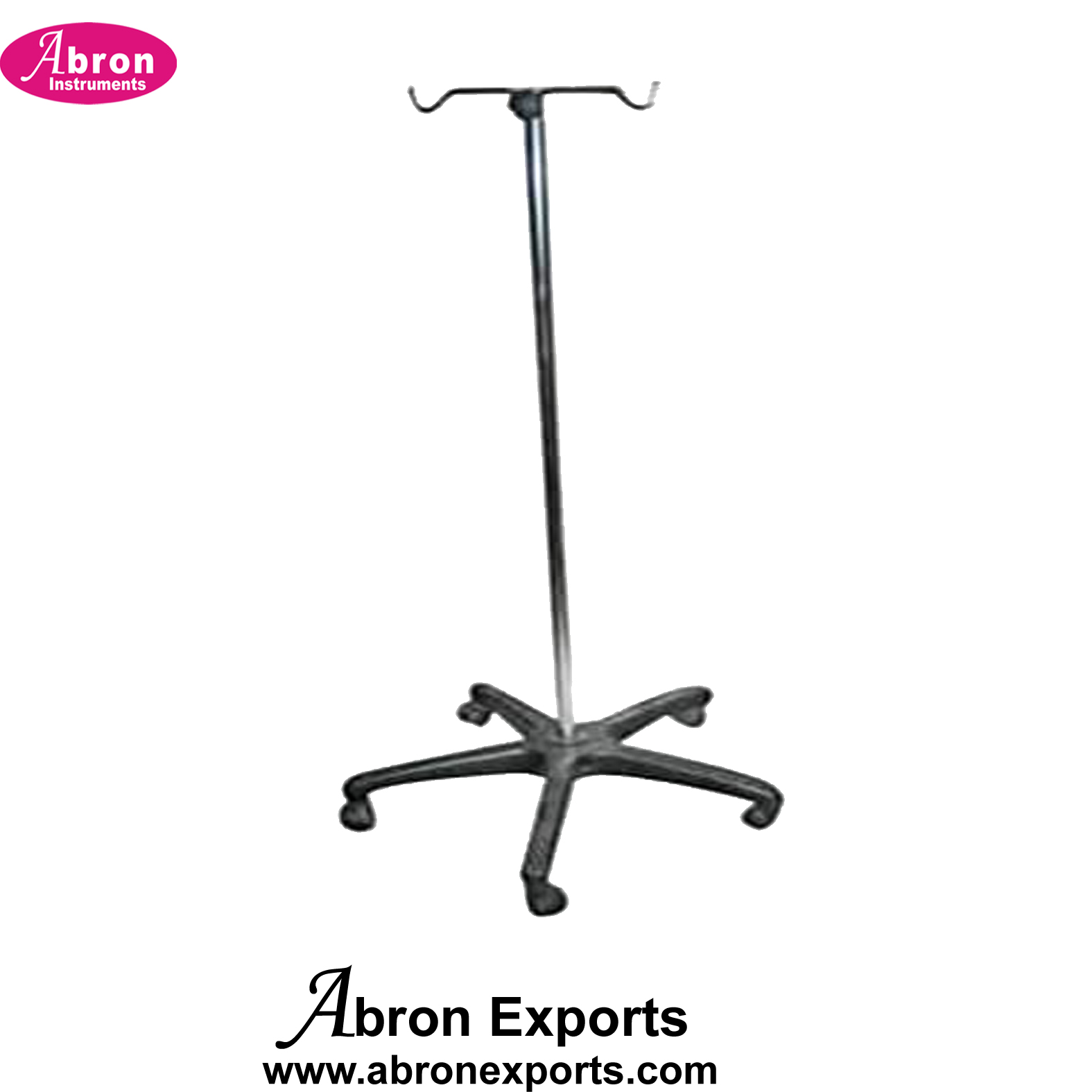 Hospital Stand IV Saline Glucose Medicen with Bottle Hanger SS Stainlee Steel Steel with 4 Four Wheels Surgical Medical Nursing Home Abron ABM-2349SS 